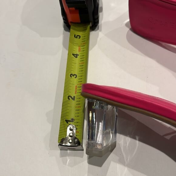 Open Edit NWOT Cleo Sandals in Pink Rouge with Clear Heel. - Picture 8 of 11